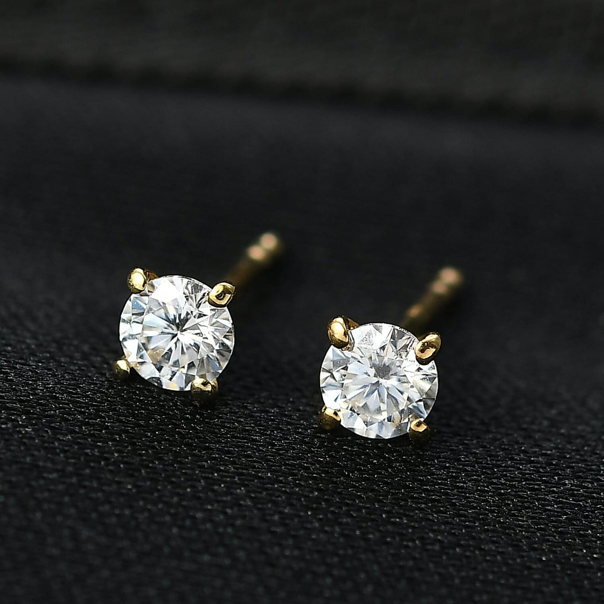 Moissanite Solitaire Stud earring in 18K Yellow Gold Sterling Silver 8352214 2