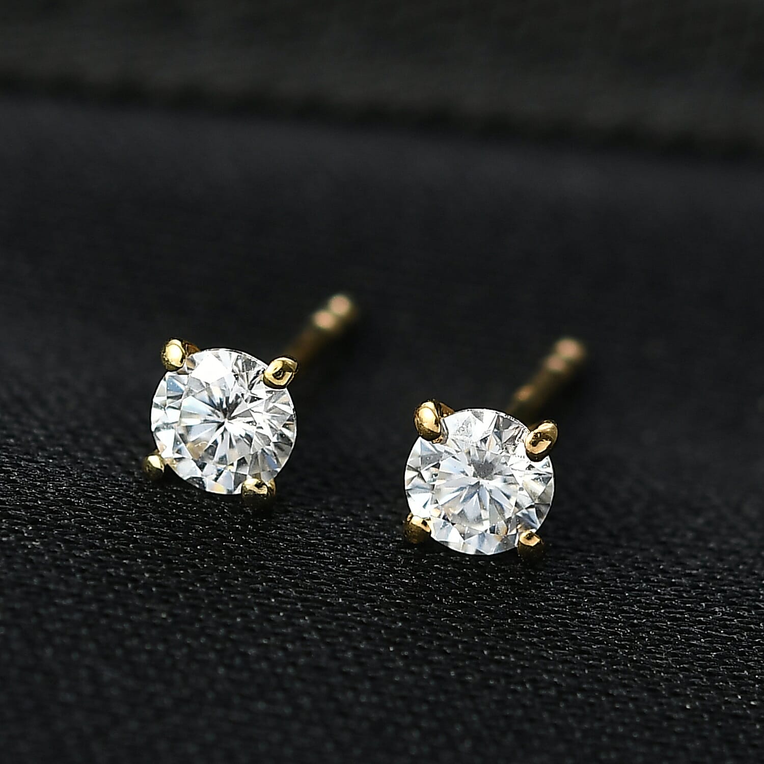 Moissanite Solitaire Stud earring in 18K Yellow Gold Sterling Silver 8352214 2