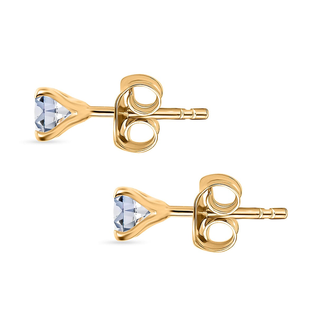 Royal Bali Collection - D'Joy Moissanite Solitaire Earring with Push Back in 18K Vermeil Yellow Gold Plated Sterling Silver