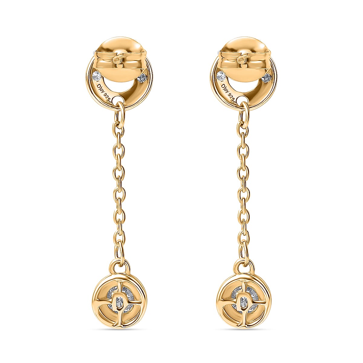 D'Joy Moissanite Dangling Earring in Yellow Gold Plated Sterling Silver 8250667 5