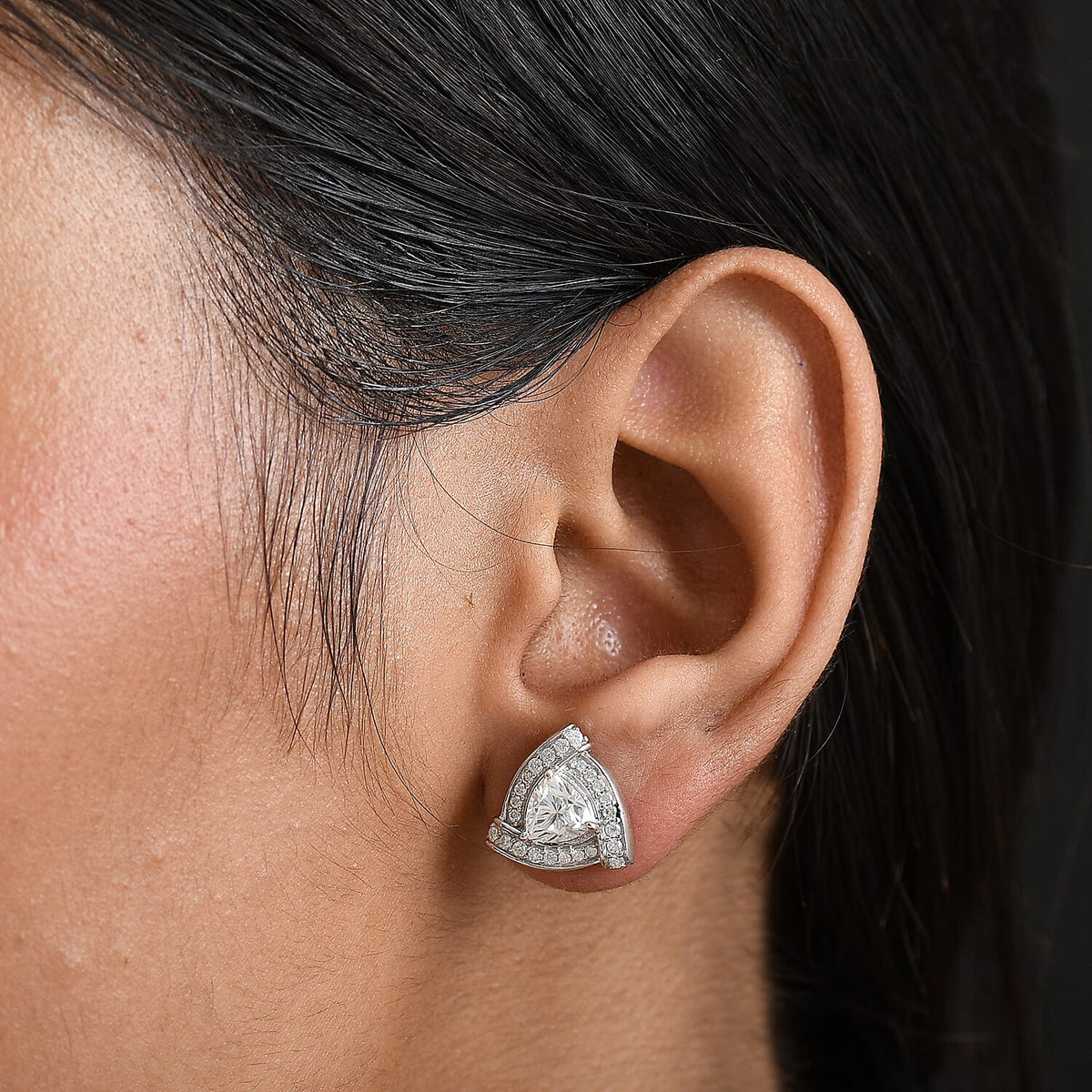 D'Joy Moissanite Earring in Platinum Overlay Sterling Silver 2.03 Ct. 8250631 3