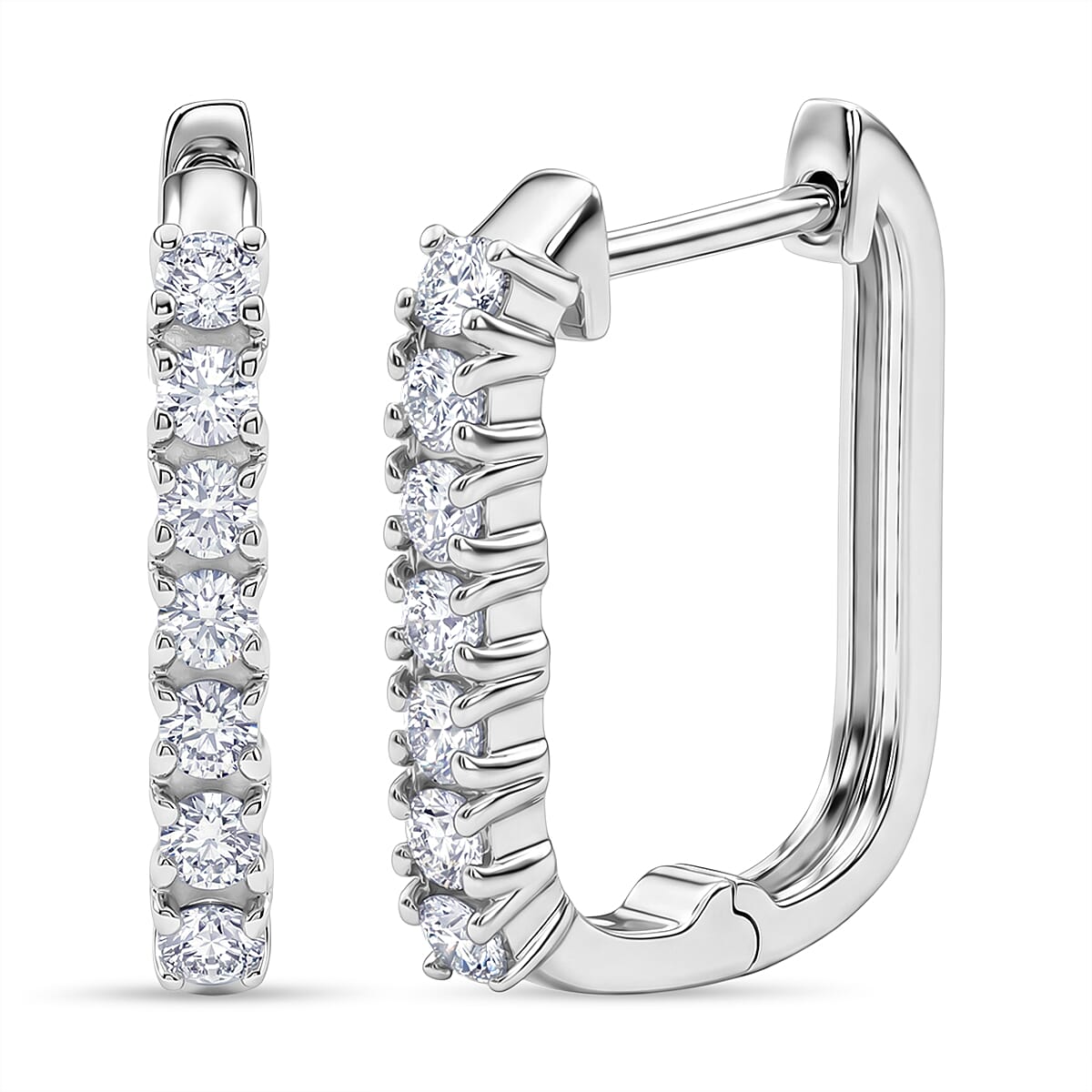 D'Joy Moissanite Earring with Clasp in Platinum Overlay Sterling Silver 8438406 0