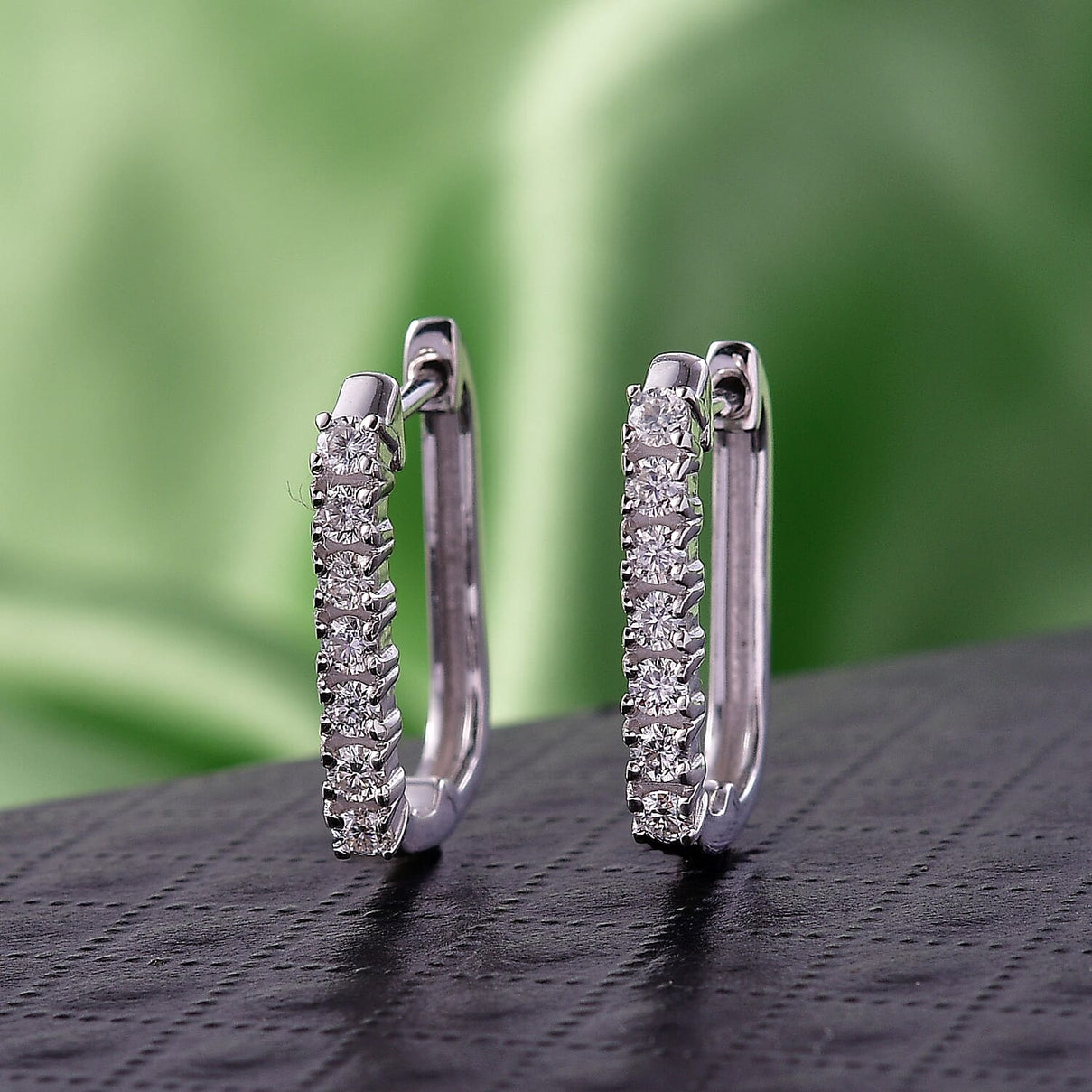 D'Joy Moissanite Earring with Clasp in Platinum Overlay Sterling Silver 8438406 3