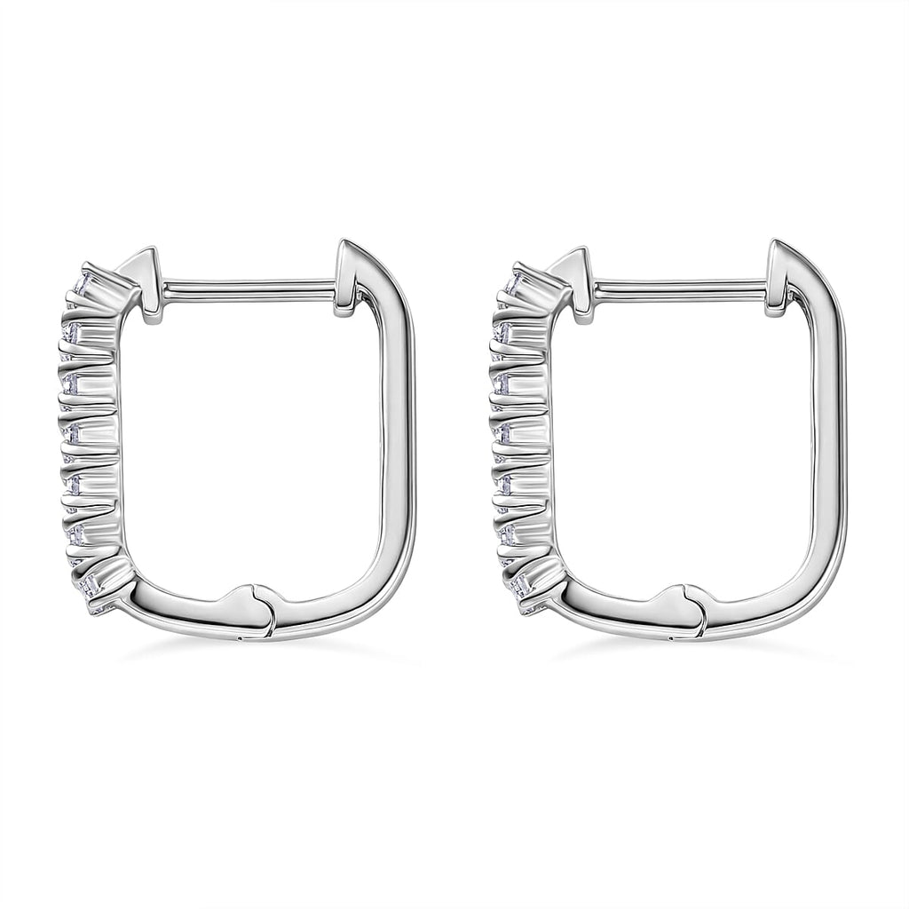 D'Joy Moissanite Earring with Clasp in Platinum Overlay Sterling Silver