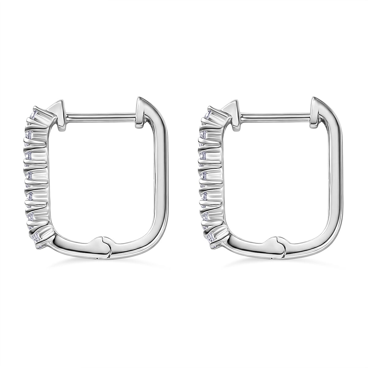 D'Joy Moissanite Earring with Clasp in Platinum Overlay Sterling Silver 8438406 4