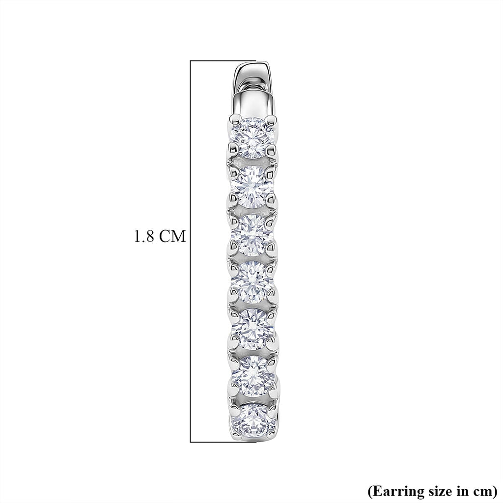 D'Joy Moissanite Earring with Clasp in Platinum Overlay Sterling Silver