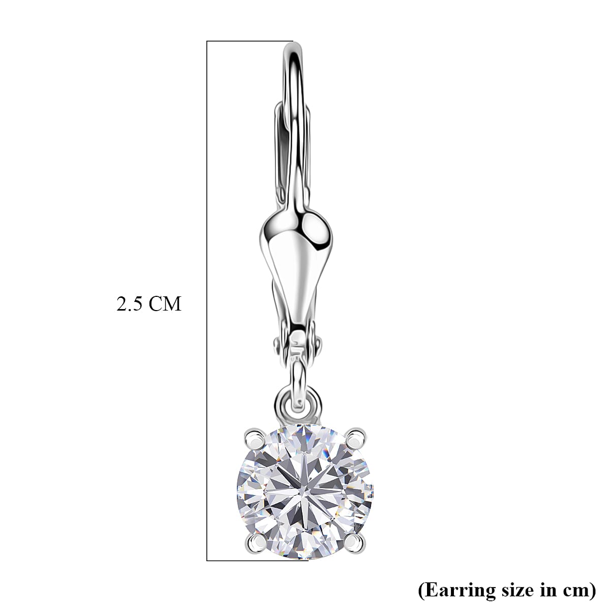 D'Joy Moissanite Solitaire Earring with Lever Back in Platinum Overlay Sterling Silver 1.53 Ct. 8428490 6