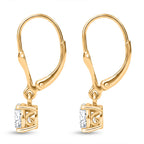 D'Joy Moissanite Earring with Lever Back in Yellow Gold Plated Sterling Silver 1.53 Ct.