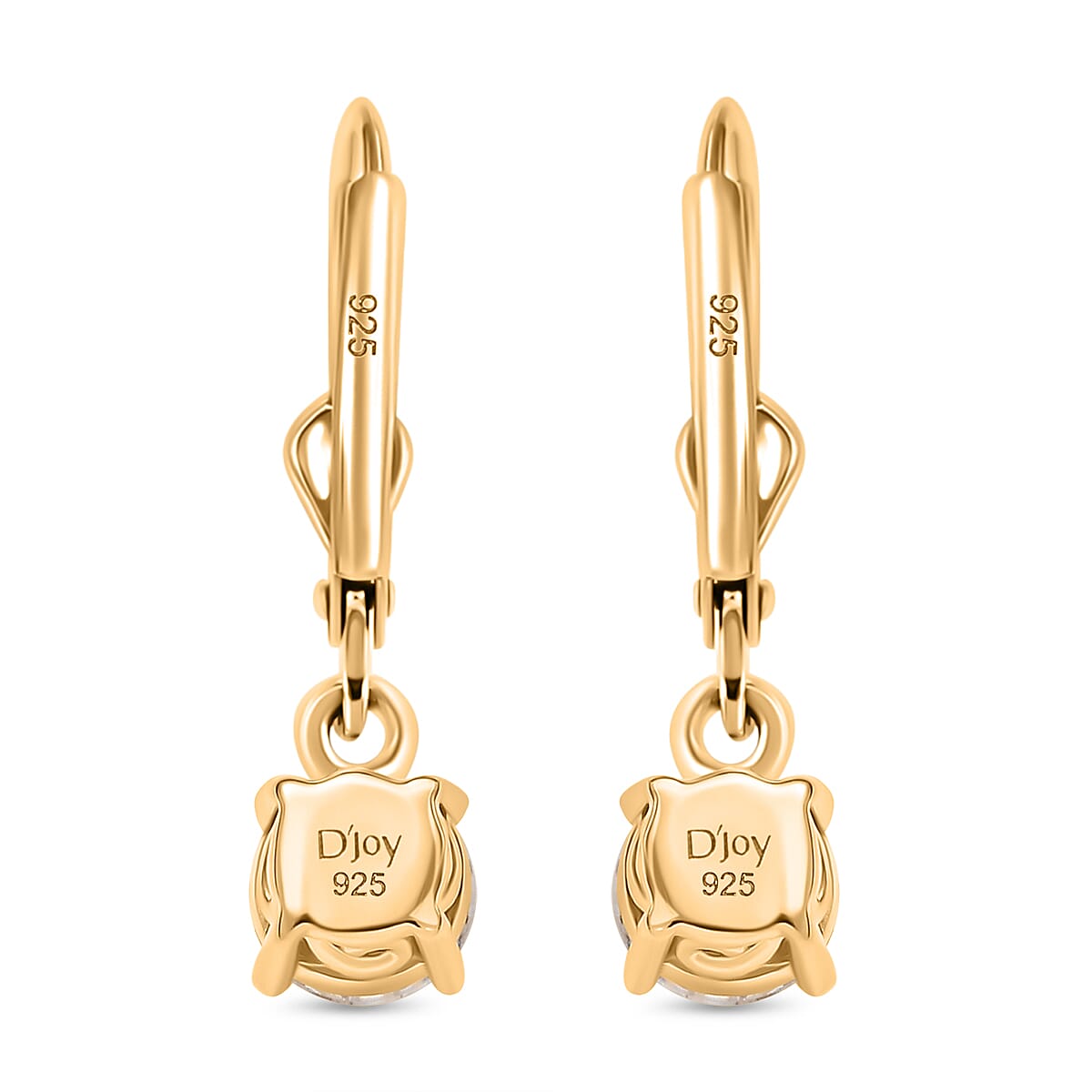D'Joy Moissanite Solitaire Earring with Lever Back in Yellow Gold Plated Sterling Silver 1.53 Ct. 8428491 5