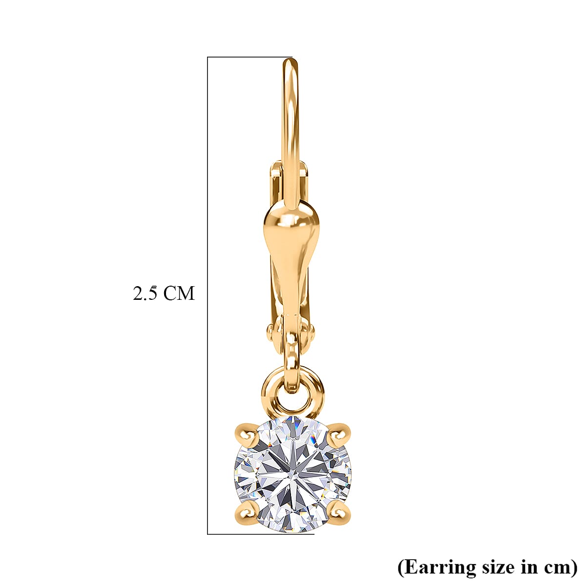 D'Joy Moissanite Solitaire Earring with Lever Back in Yellow Gold Plated Sterling Silver 1.53 Ct. 8428491 6