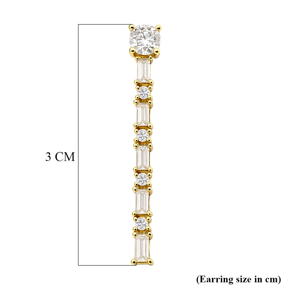 D'Joy Moissanite Dangling Earring with Push Back in Yellow Gold Plated Sterling Silver 1.20 Ct. 8428287 6