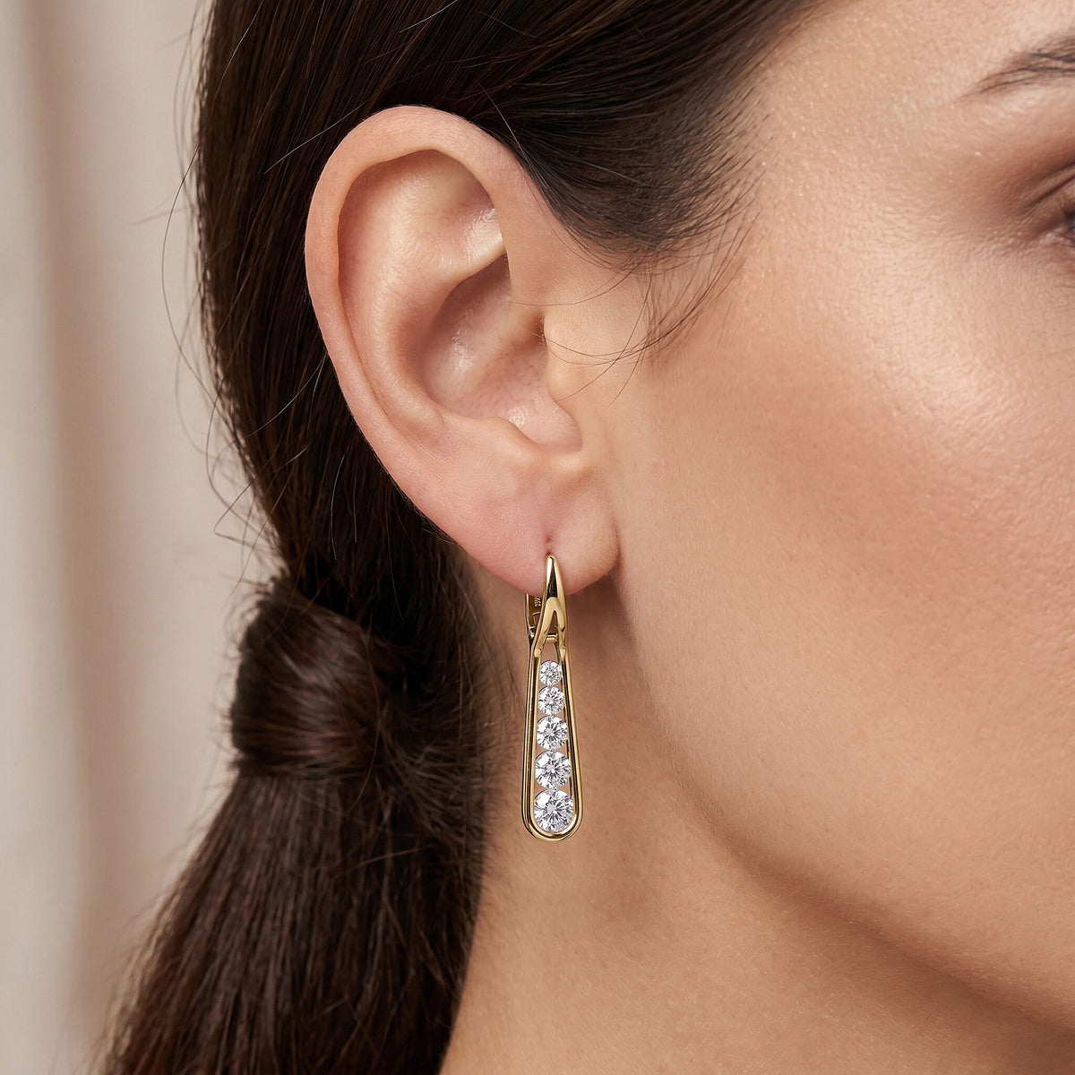 D'Joy - Moissanite Earring with Clasp in Yellow Gold Plated Sterling Silver 1.83 Ct. 8576162 2