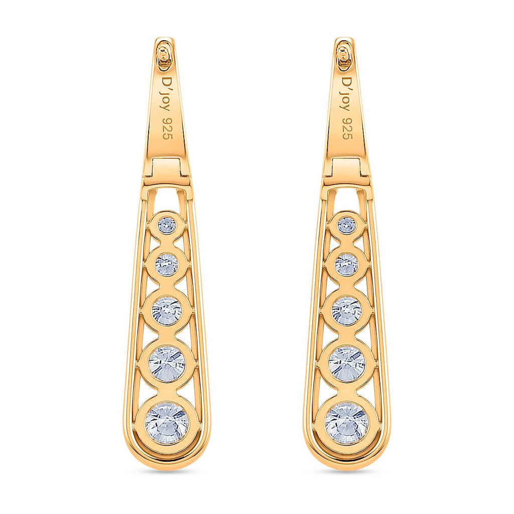 D'Joy - Moissanite Earring with Clasp in Yellow Gold Plated Sterling Silver 1.83 Ct.