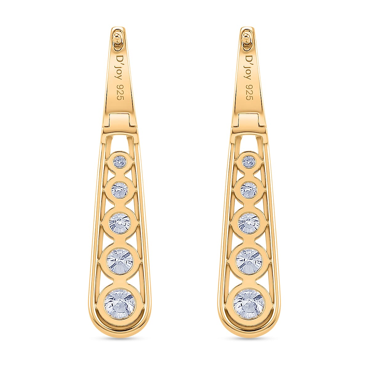 D'Joy - Moissanite Earring with Clasp in Yellow Gold Plated Sterling Silver 1.83 Ct. 8576162 5