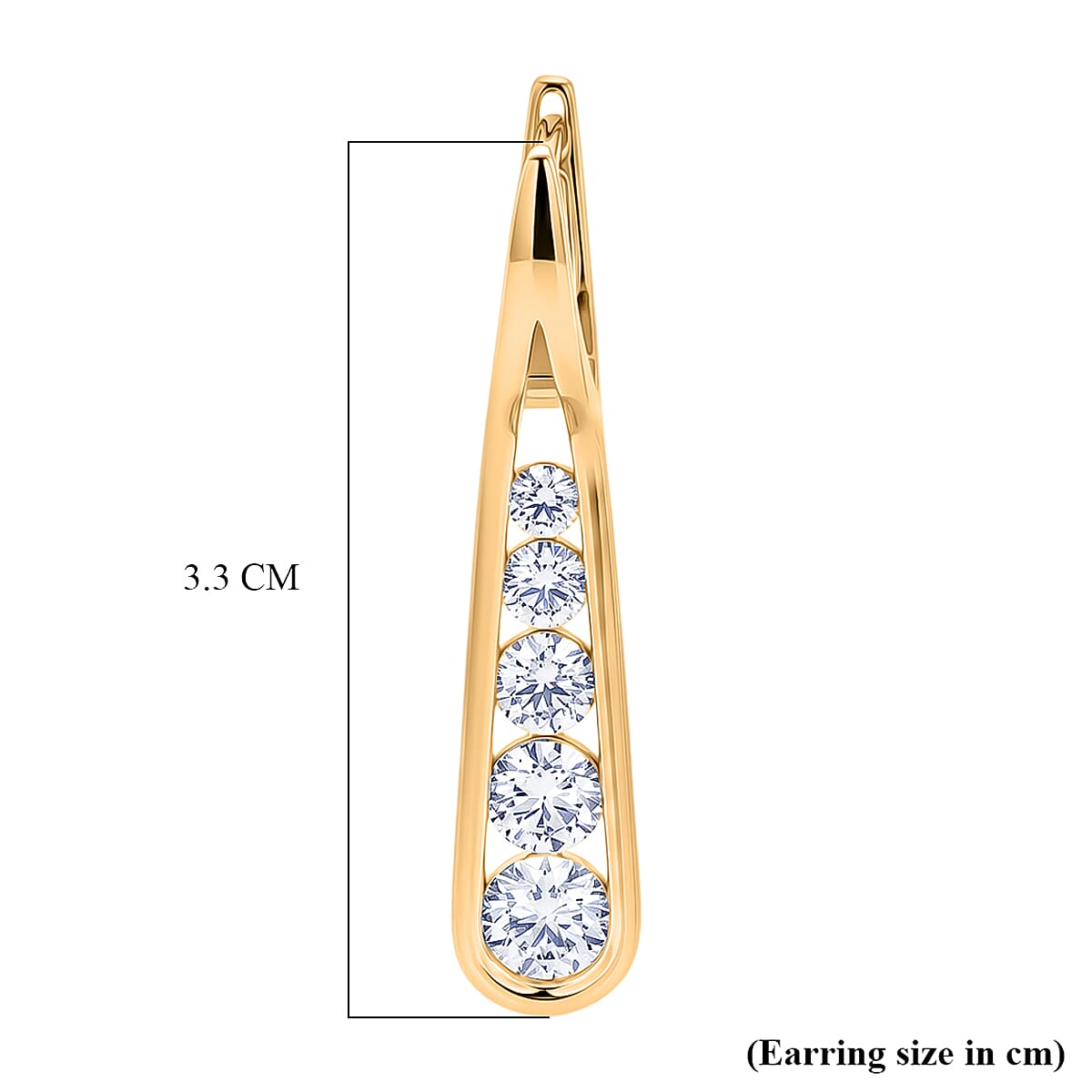 D'Joy - Moissanite Earring with Clasp in Yellow Gold Plated Sterling Silver 1.83 Ct. 8576162 6