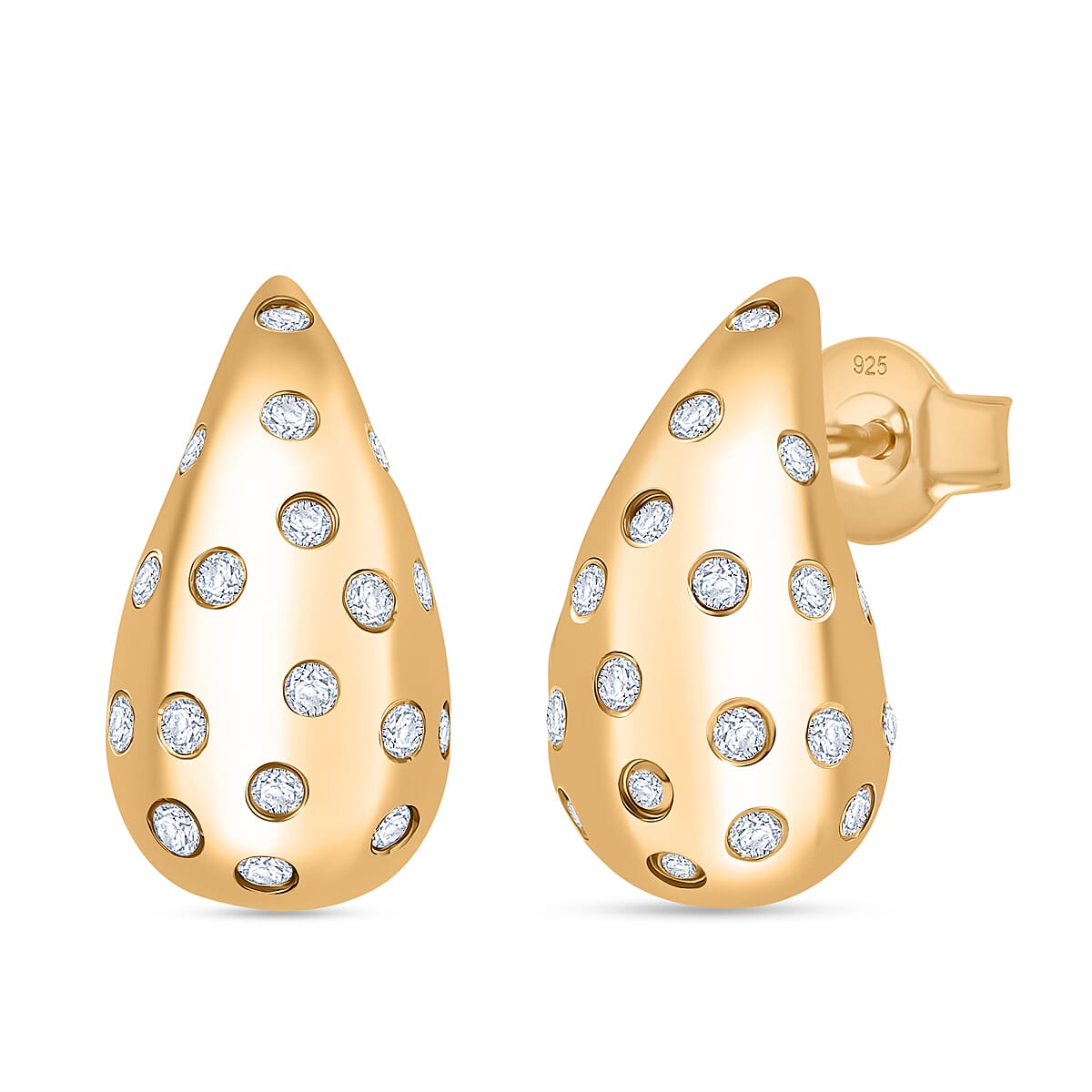 D'joy Moissanite Raindrop earring in 18K YG Vermeil Sterling Silver 8250601 0