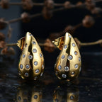 D'Joy Moissanite Earring with Push Back in 18K Vermeil Yellow Gold Plated Sterling Silver, Silver Wt. 6.11 Gms.
