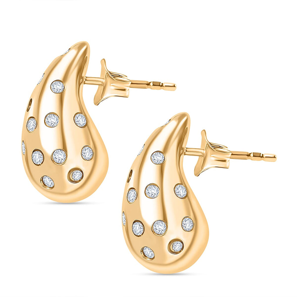 D'Joy Moissanite Earring with Push Back in 18K Vermeil Yellow Gold Plated Sterling Silver, Silver Wt. 6.11 Gms.