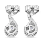 D'Joy GRA Certified Moissanite D-VVS1 Pear Cut Solitaire Earring with Push Back in Rhodium Overlay Sterling Silver.