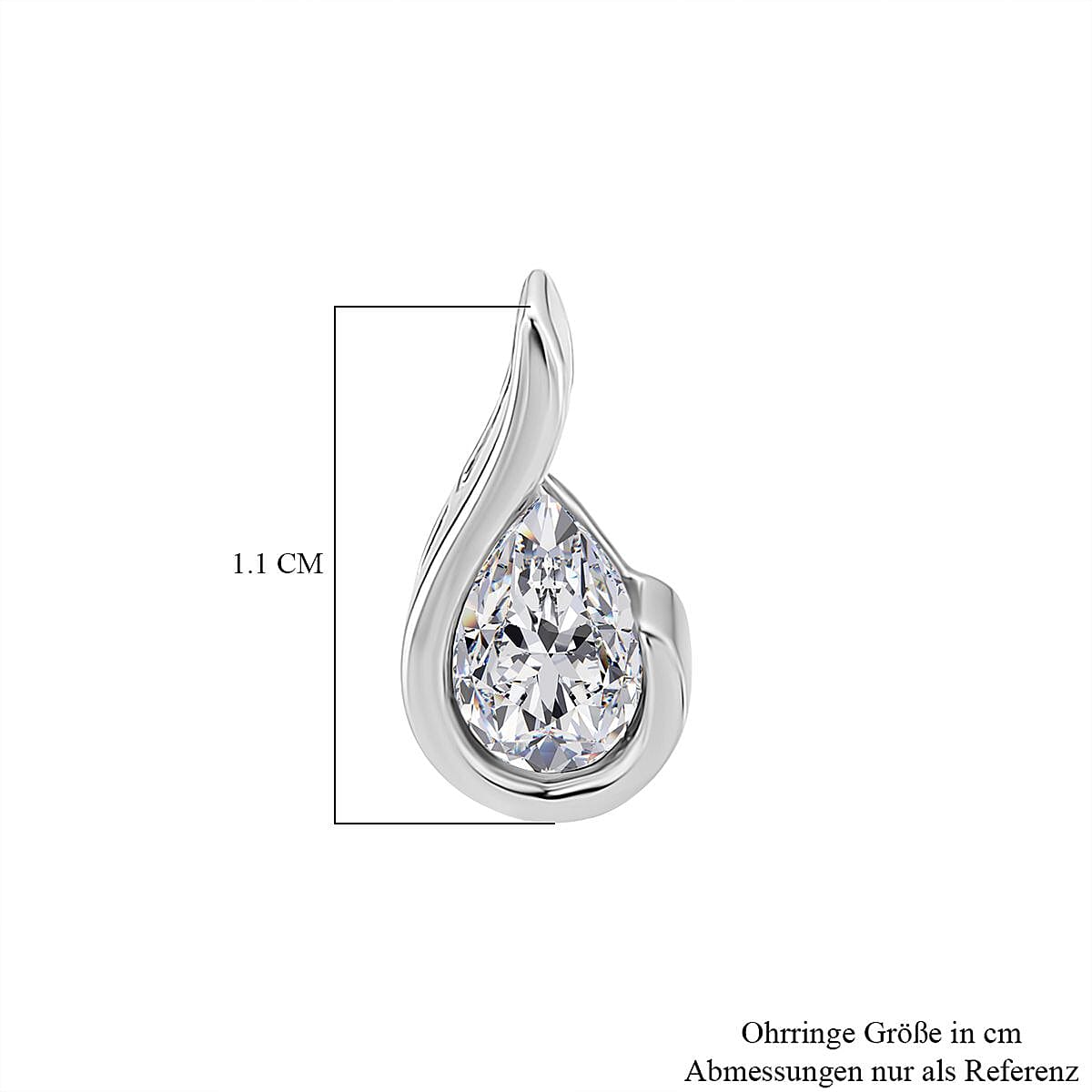 D'Joy - GRA Certified Moissanite D-VVS1 Pear Cut Solitaire Earring with Push Back in Rhodium Overlay Sterling Silver. 8486811 5