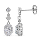 D'Joy GRA Certified Moissanite D-VVS1 Earring with Push Back in Rhodium Overlay Sterling Silver 1.30 Ct.