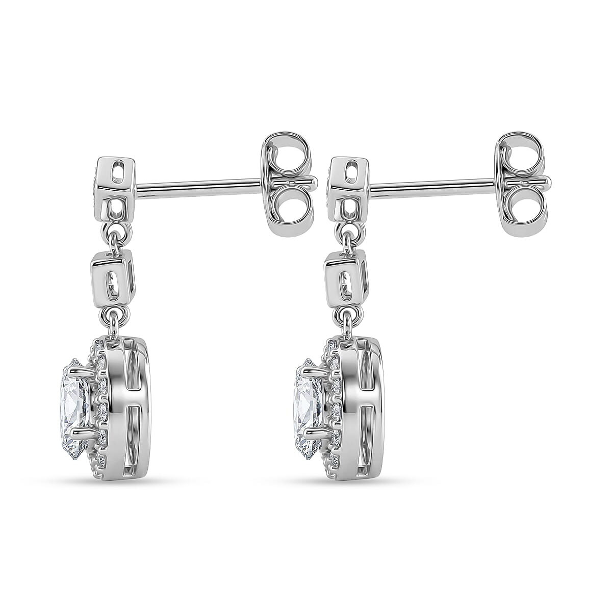 D'Joy GRA Certified Moissanite D-VVS1 Drop Earring with Push Back in Rhodium Overlay Sterling Silver 1.30 Ct. 8503059 4