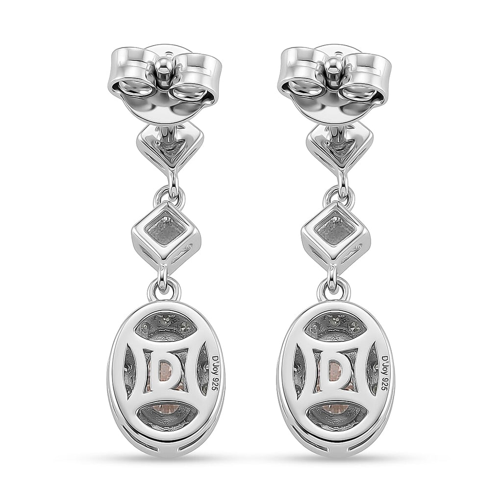 D'Joy GRA Certified Moissanite D-VVS1 Earring with Push Back in Rhodium Overlay Sterling Silver 1.30 Ct.