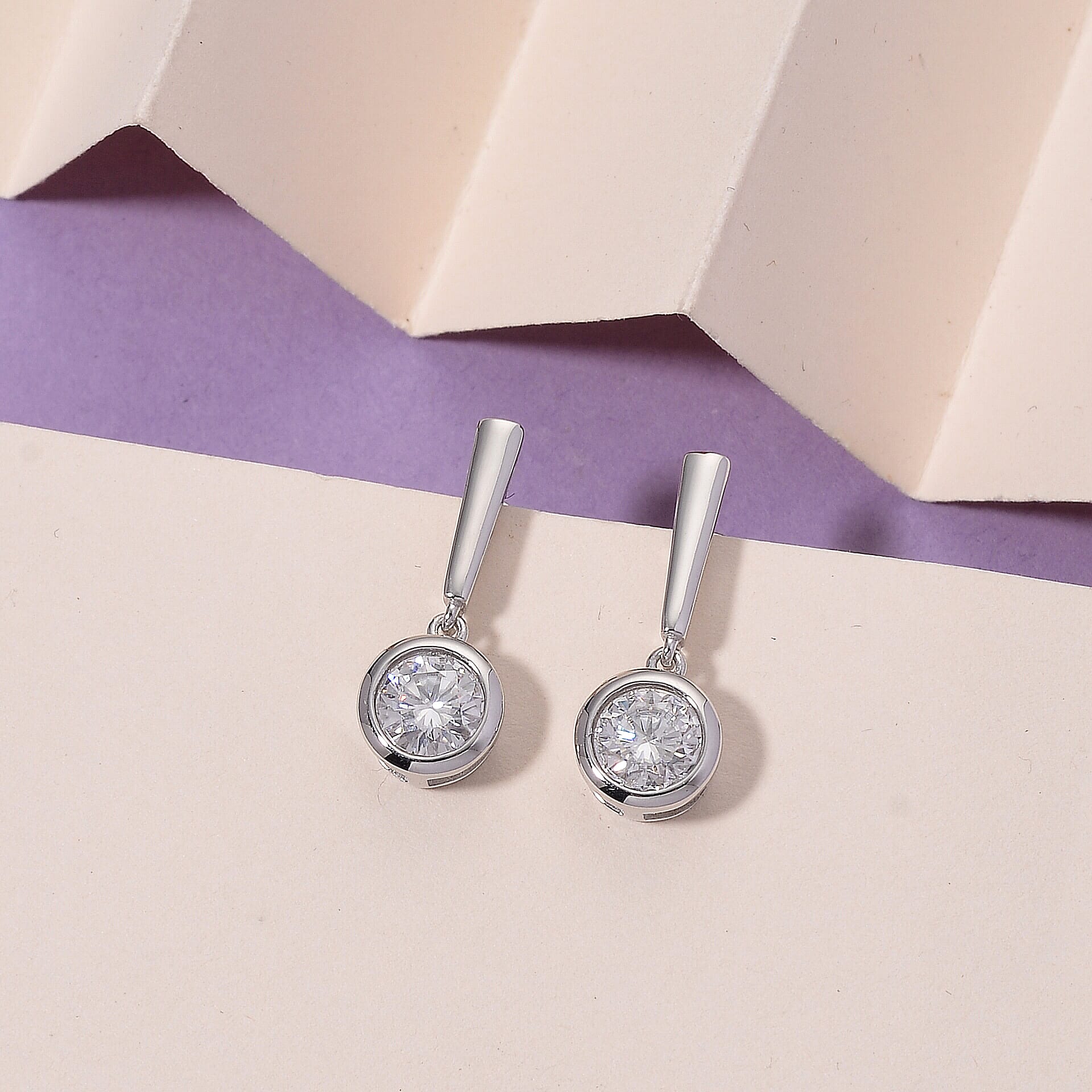 D'Joy - GRA Certified (D-VVS1) Moissanite Solitaire Earring with Push Back in Rhodium Overlay Sterling Silver 1.52 Ct. 8502621 3