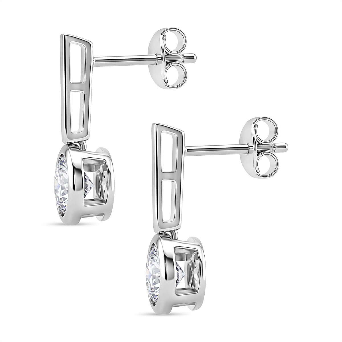 D'Joy - GRA Certified (D-VVS1) Moissanite Solitaire Earring with Push Back in Rhodium Overlay Sterling Silver 1.52 Ct. 8502621 4