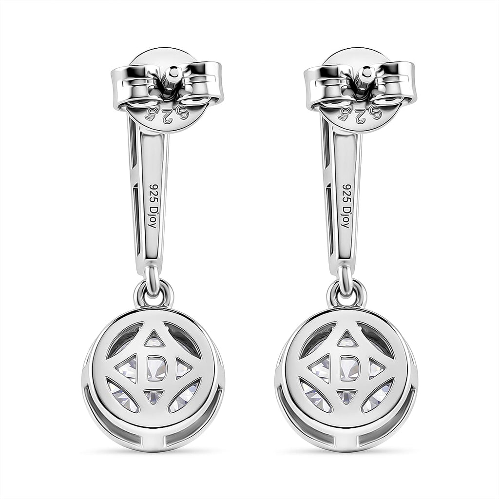 D'Joy - Moissanite GRA Certified Solitaire Earring with Push Back in Rhodium Overlay Sterling Silver 1.52 Ct.