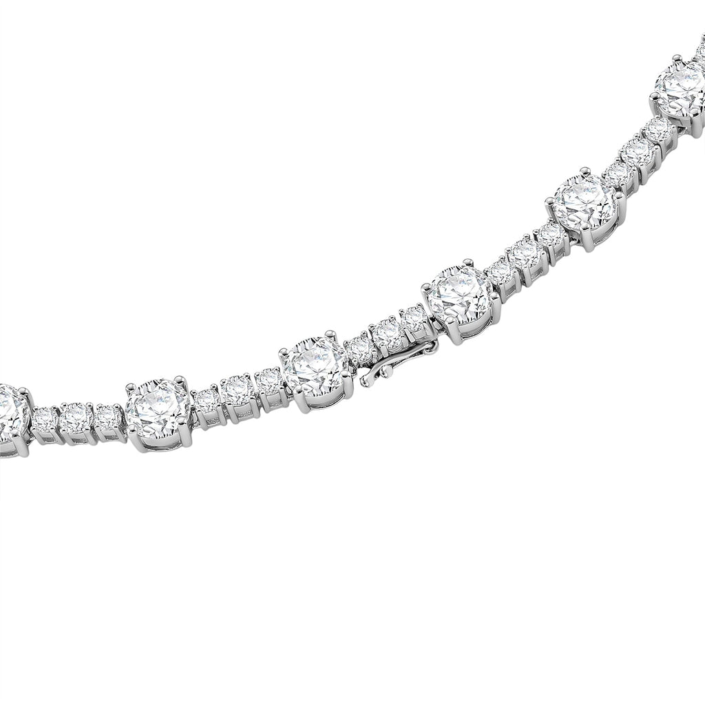 D'Joy - Moissanite Necklace (Size - 18) in Rhodium Overlay Sterling Silver 44.86 Ct, Silver Wt. 28.00 Gms