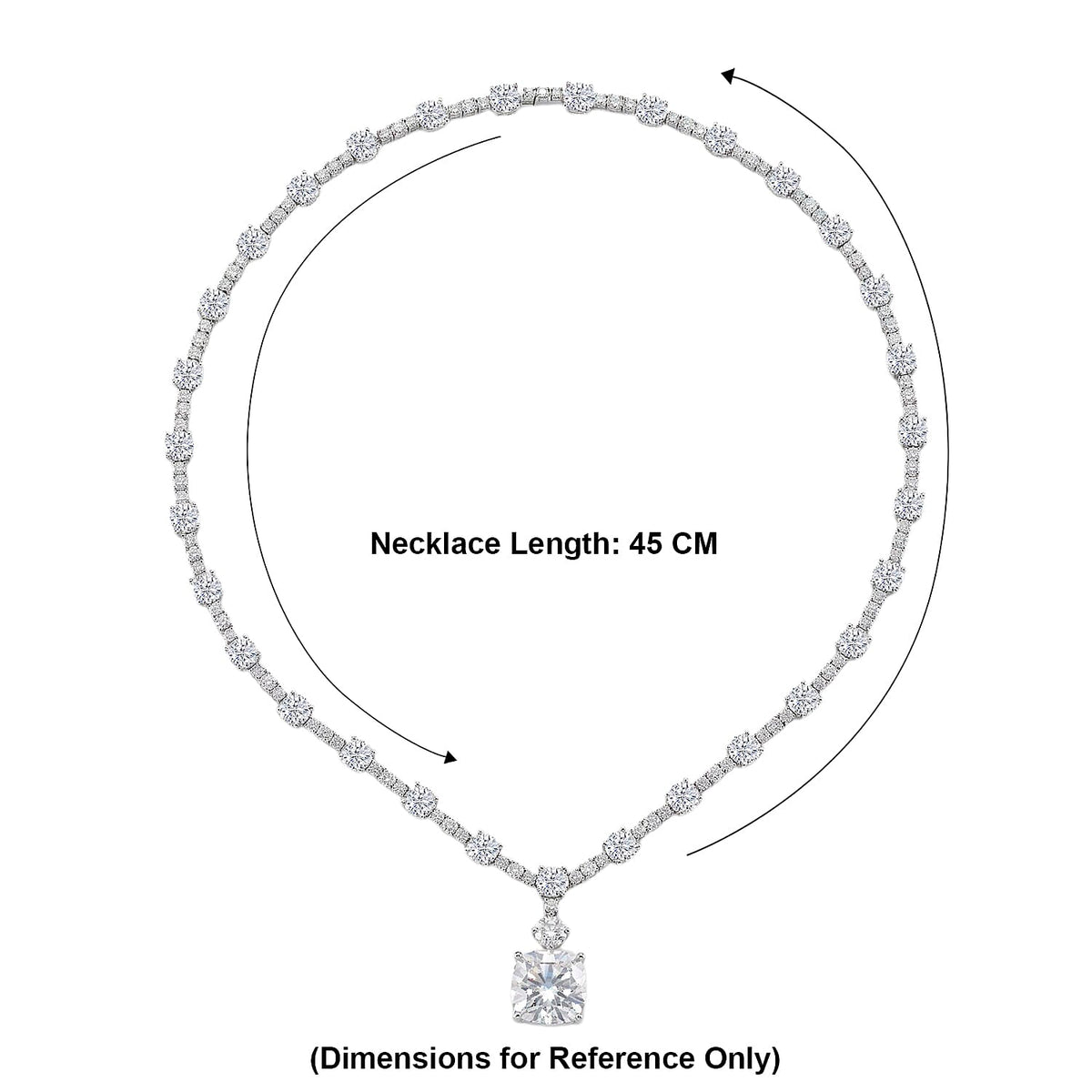 D'Joy - Moissanite Necklace (Size - 18) in Rhodium Overlay Sterling Silver 44.86 Ct, Silver Wt. 28.00 Gms 8561781 6