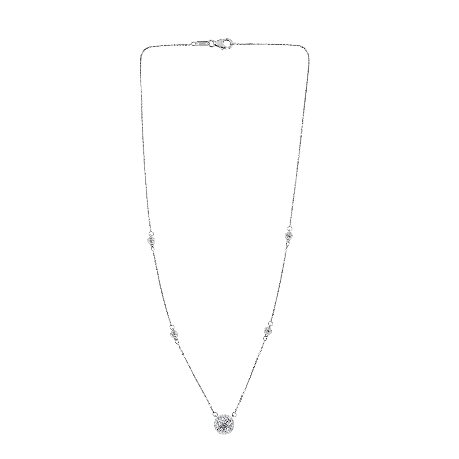D'Joy Moissanite Station Necklace (Size - 20) in Platinum Overlay Sterling Silver 2.11 Ct. 8250671 4