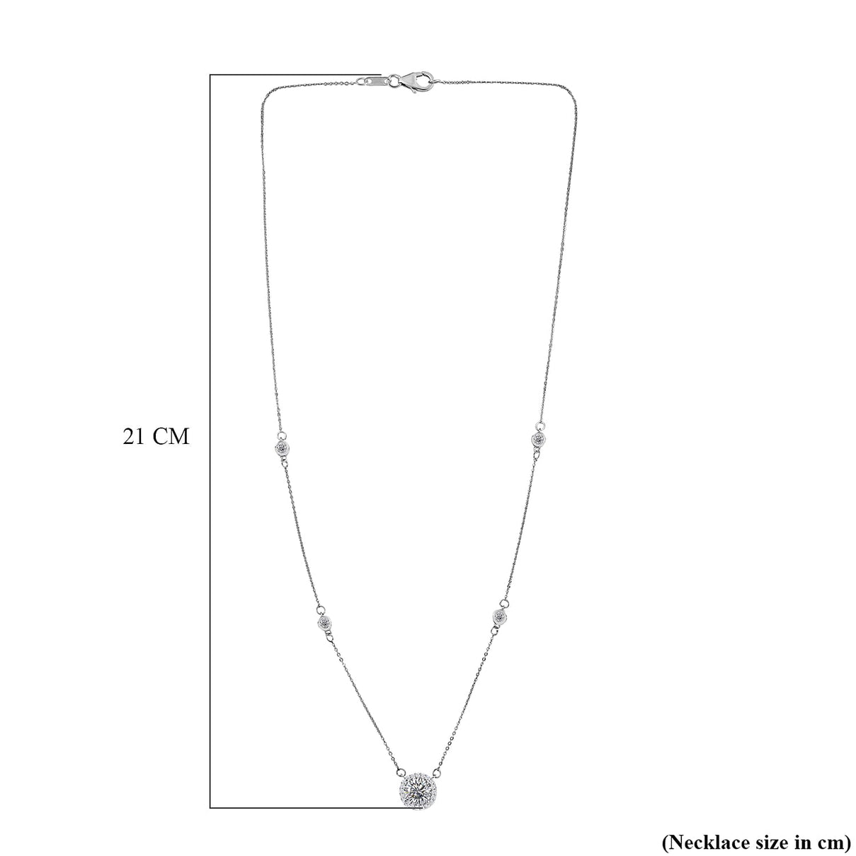 D'Joy Moissanite Station Necklace (Size - 20) in Platinum Overlay Sterling Silver 2.11 Ct. 8250671 6