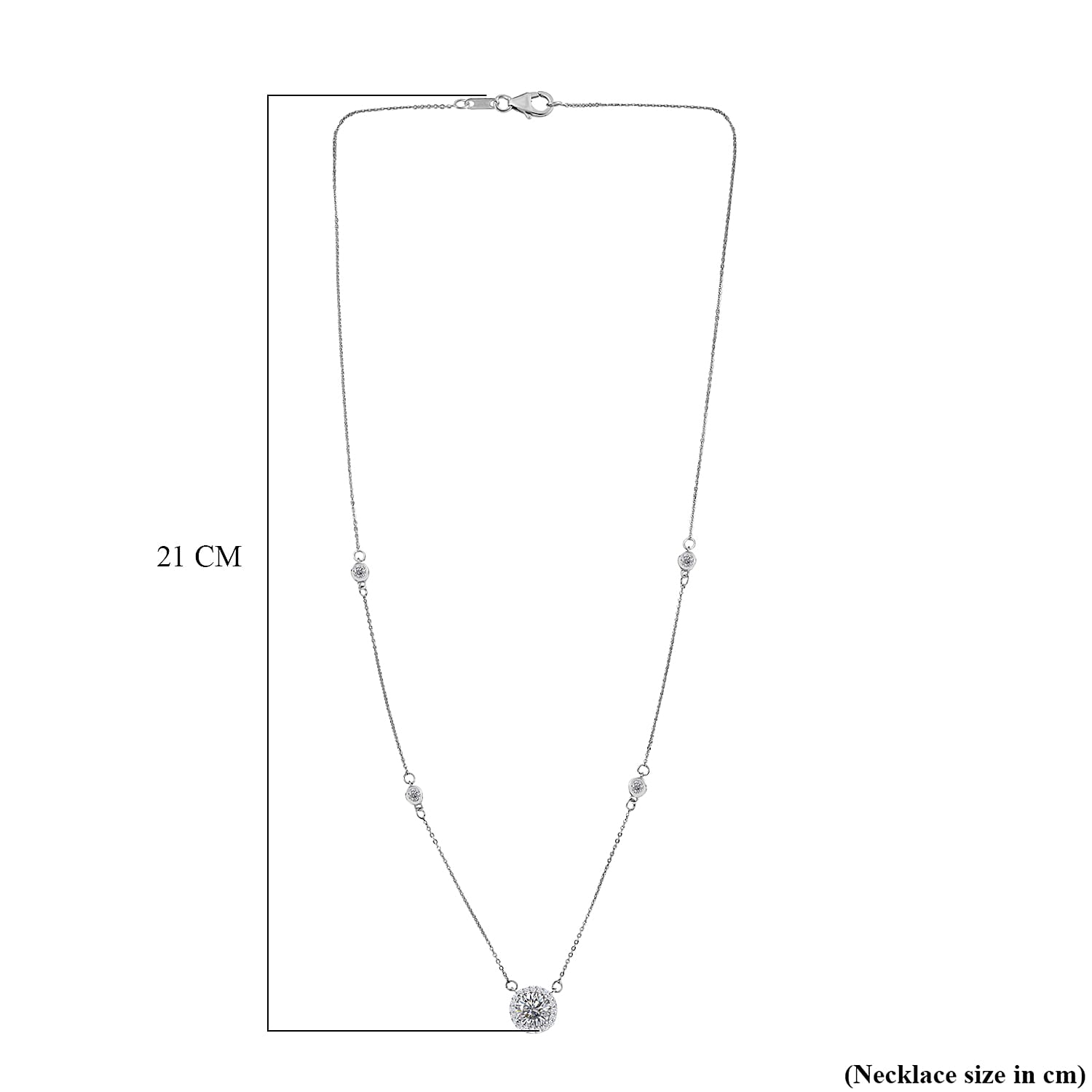 D'Joy Moissanite Station Necklace (Size - 20) in Platinum Overlay Sterling Silver 2.11 Ct. 8250671 6