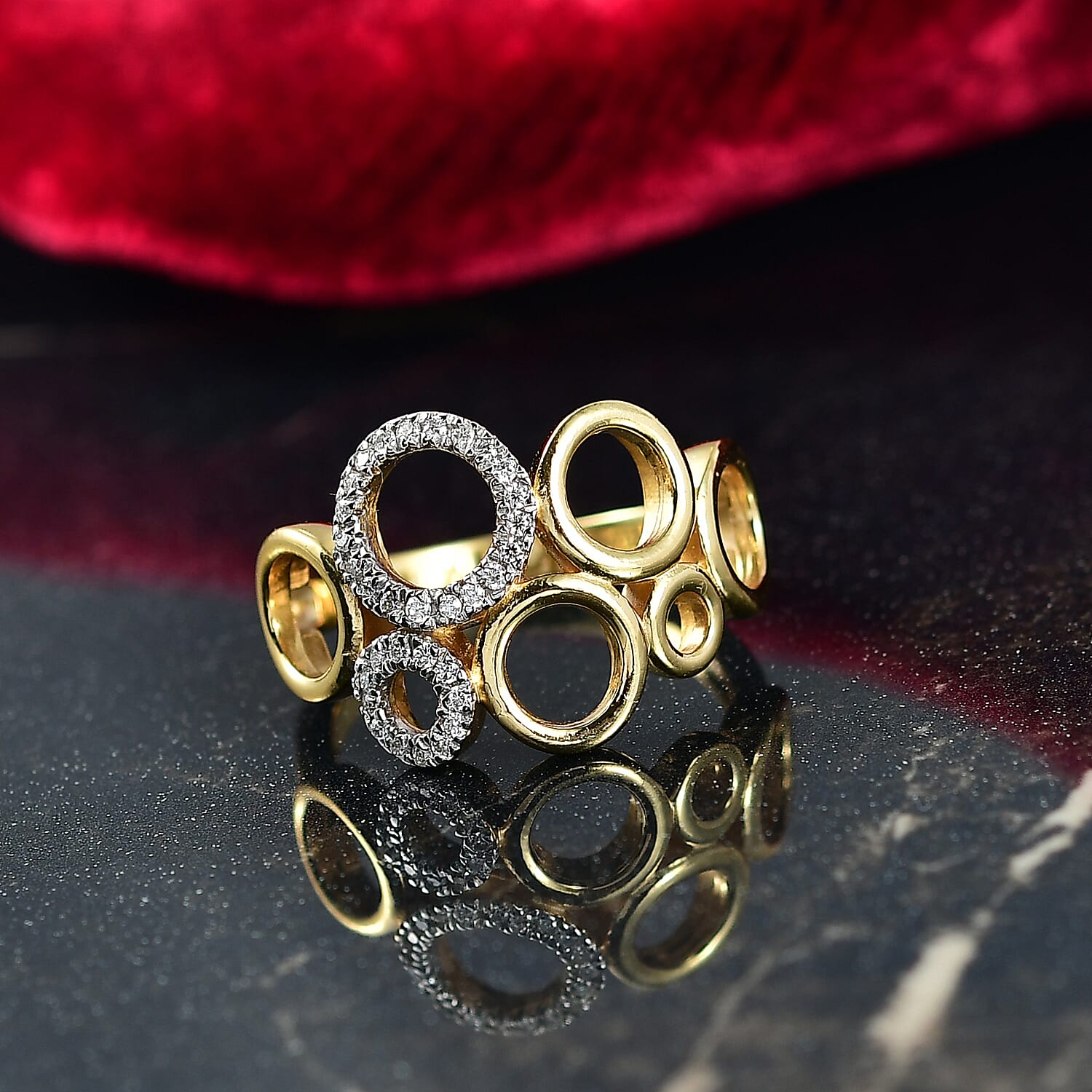 D'Joy Moissanite Two-Tone Bubble Ring in Sterling Silver 8238407 1