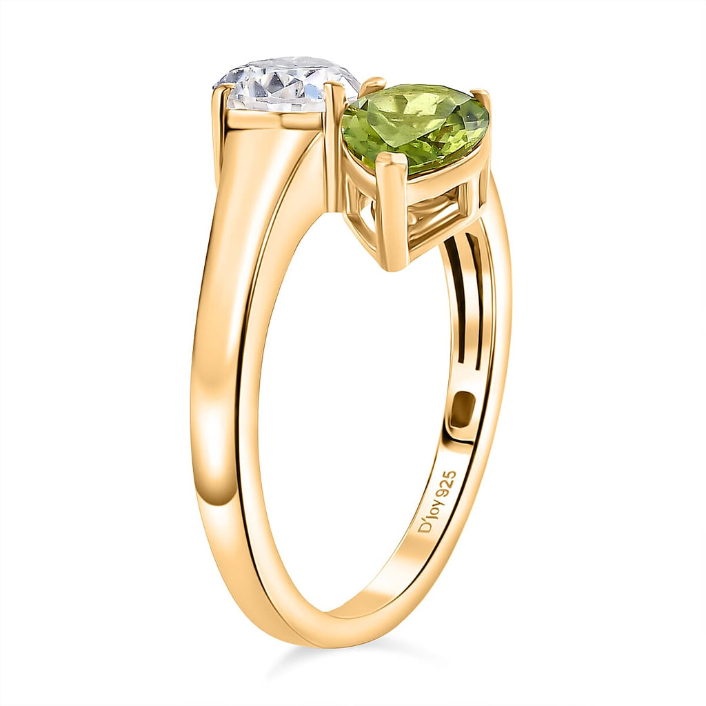 D'joy Peridot & Moissanite Dual Harmony Ring in Yellow Gold Plating Sterling Silver 2.35 Ct.