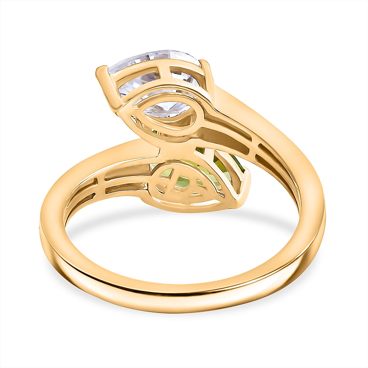 D'joy Peridot and Moissanite Dual Toi Et Moi Ring in Yellow Gold Plated Sterling Silver 2.35 Ct. 8232803 4