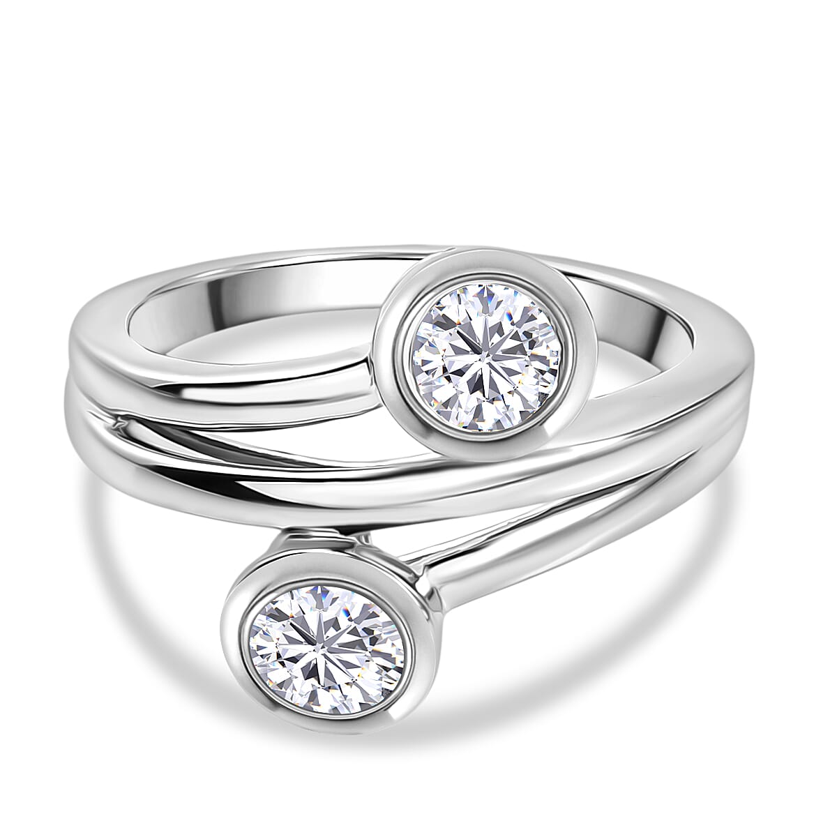 D'Joy Moissanite Ring in Platinum Overlay Sterling Silver 8250683 0