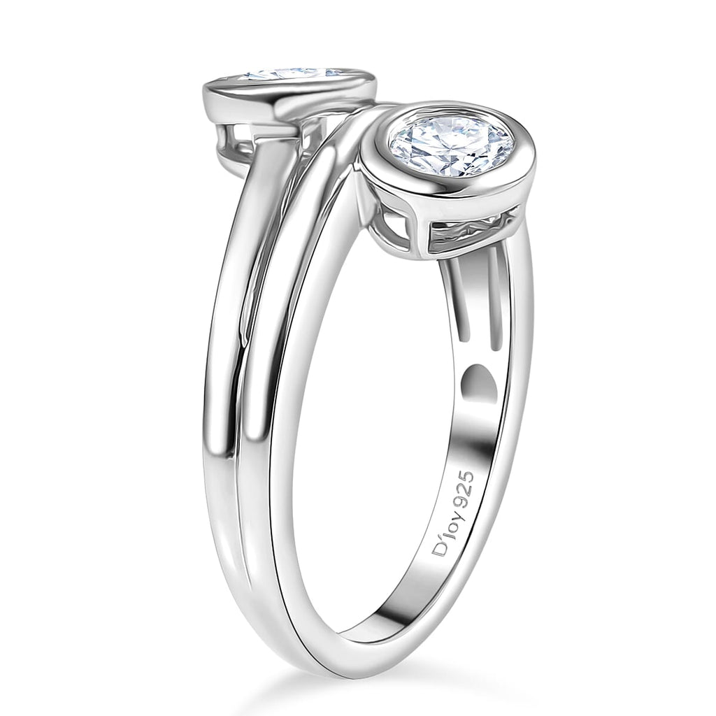 D'Joy Moissanite Ring in Platinum Overlay Sterling Silver