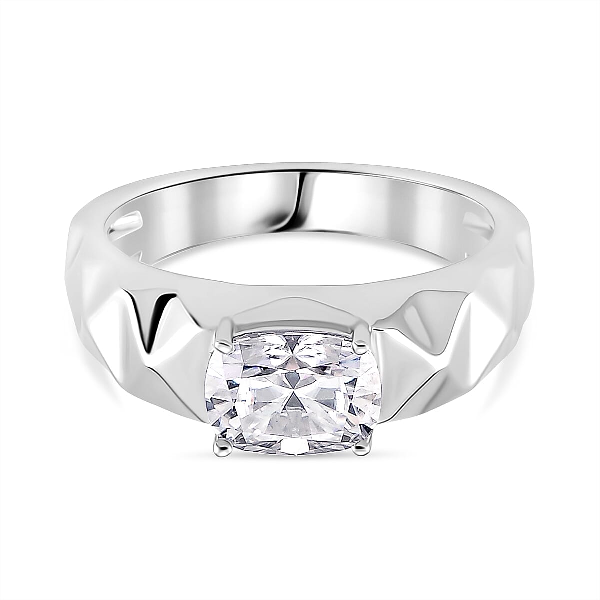 1.3 Ct. Moissanite Solitaire Ring in Rhodium Sterling Silver 8274373 0