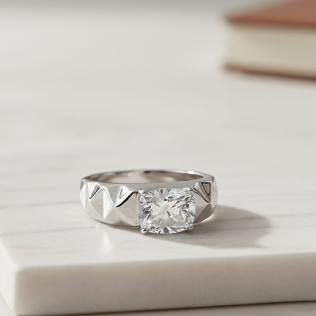 1.3 Ct. Moissanite Solitaire Ring in Rhodium Sterling Silver 8274373 2