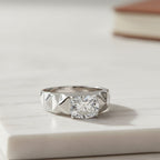 D'Joy Moissanite Ring in Rhodium Overlay Sterling Silver 1.30 Ct.