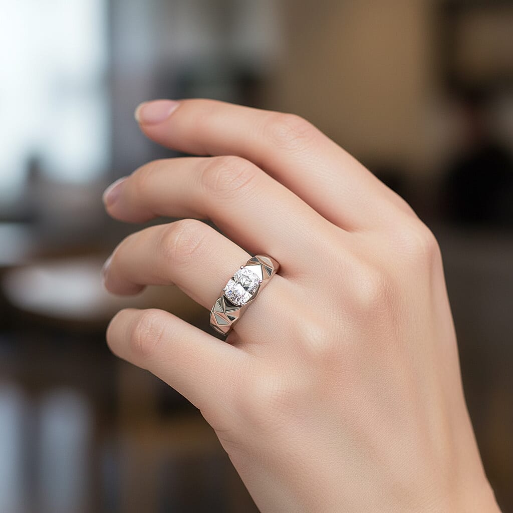 1.3 Ct. Moissanite Solitaire Ring in Rhodium Sterling Silver 8274373 3