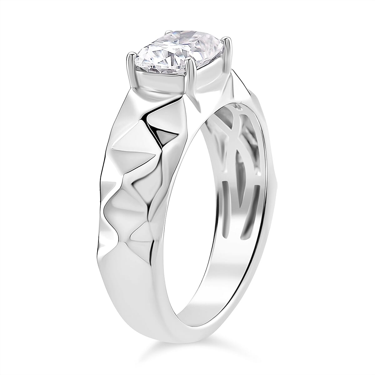 1.3 Ct. Moissanite Solitaire Ring in Rhodium Sterling Silver 8274373 4