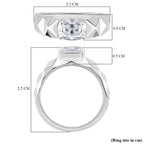 D'Joy Moissanite Ring in Rhodium Overlay Sterling Silver 1.30 Ct.