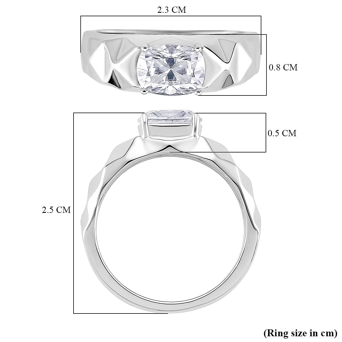 1.3 Ct. Moissanite Solitaire Ring in Rhodium Sterling Silver 8274373 6