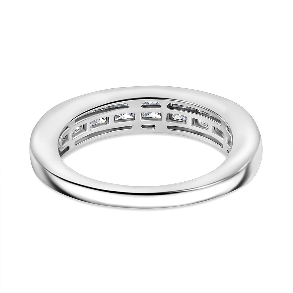 D'Joy Moissanite Band Ring in Rhodium Overlay Sterling Silver 1.38 Ct.