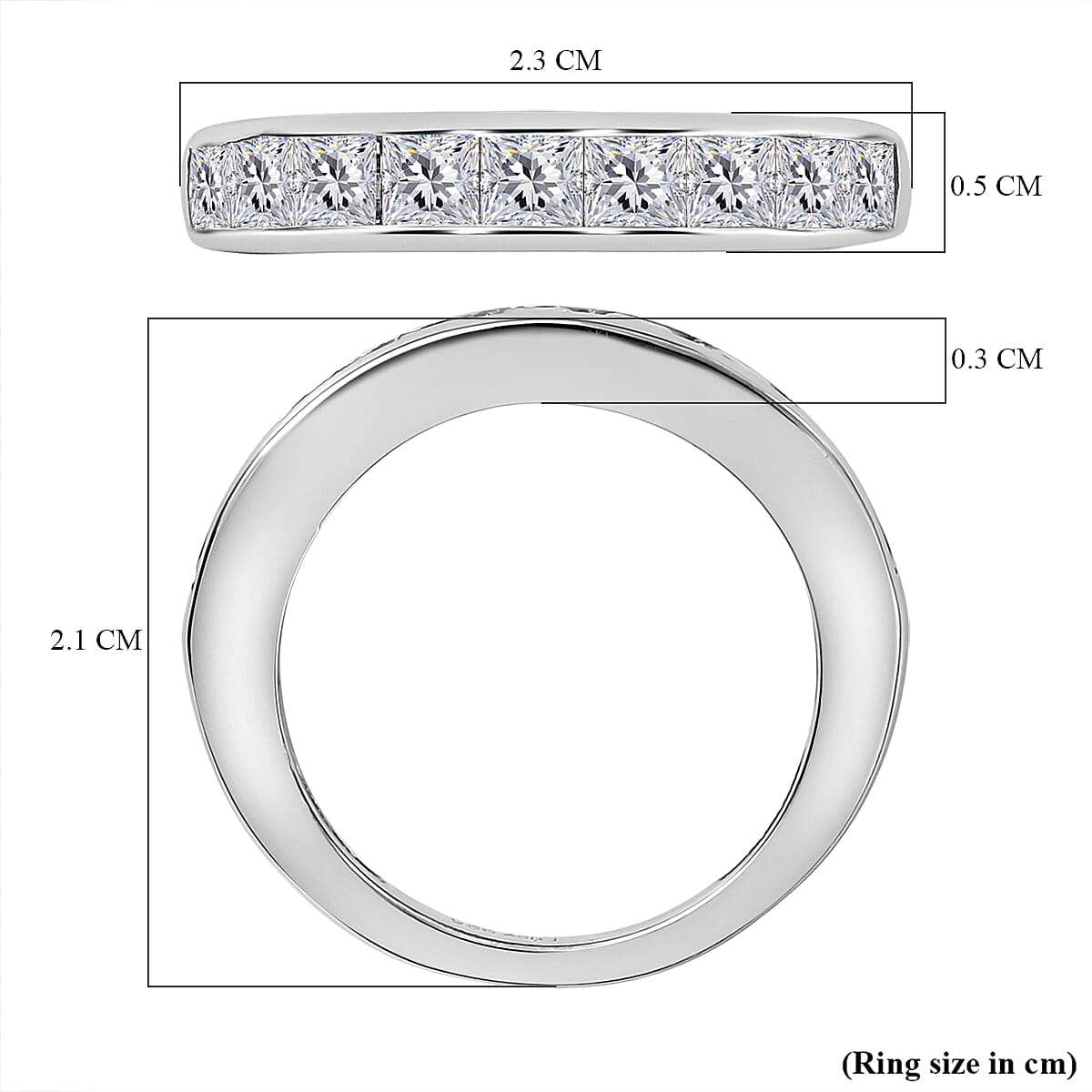 1.4 Ct. Moissanite Band Ring in Rhodium Sterling Silver V32551031 6