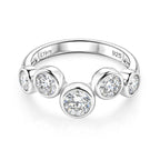 D'Joy - GRA Certified Moissanite 5 Stone Ring in Rhodium Overlay Sterling Silver 1.56 Ct.